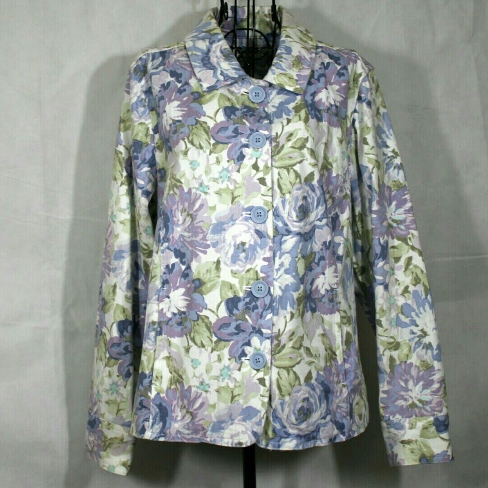 {croft & barrow}Lavender Floral Print Denim Jacket - Picture 2 of 7